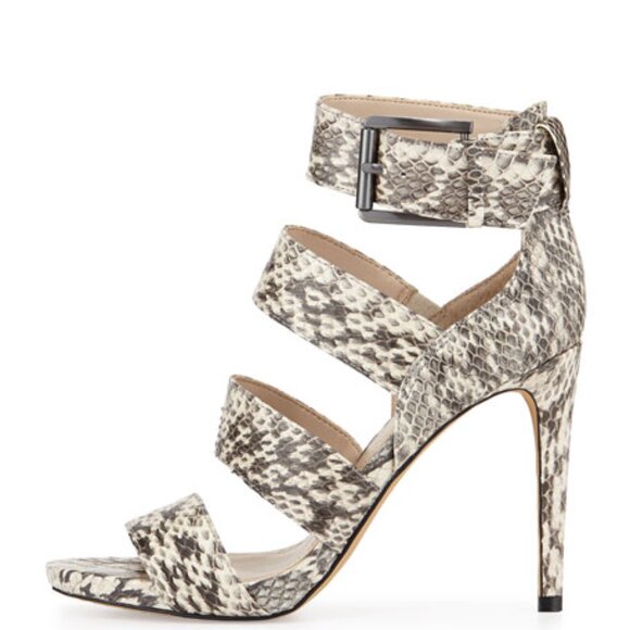 VINCE CAMUTO GORGEOUS SNAKE PRINT, GENUINE LEATHER SANDALS, SZ. 8 - Picture 3 of 7
